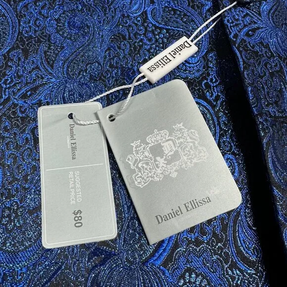 Daniel Ellissa Blue Black Metallic Paisley Vest Large MSRP $80.00 - Picture 2 of 7